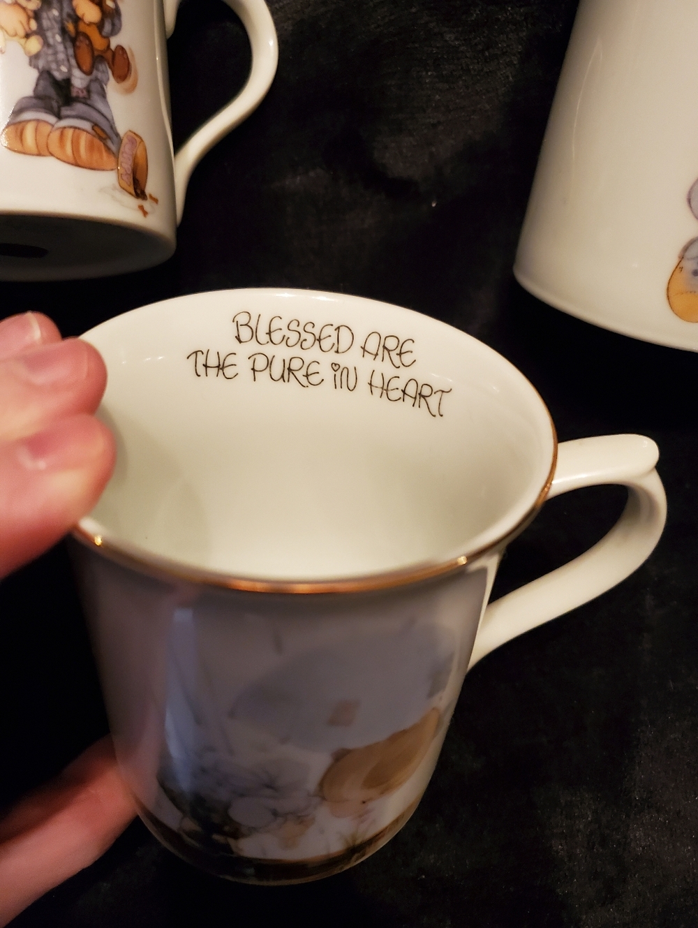 1984 ENESCO Precious MOMENTS 4 Coffee/tea MUGS BLESSED ARE SERIES VINTAGE - Picture 5 of 11